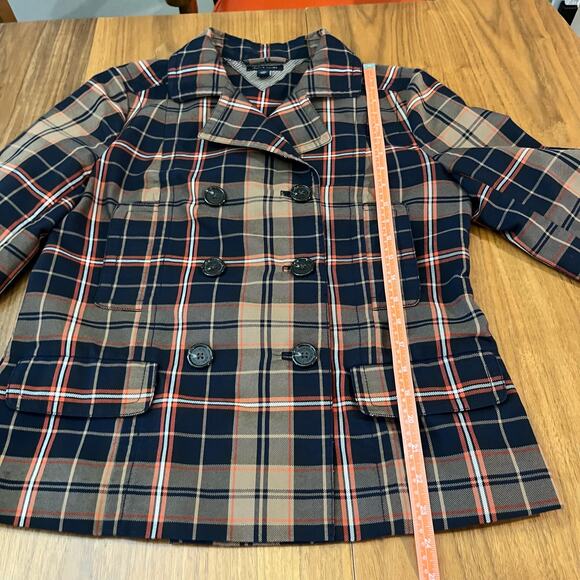 Tommy Hilfiger Plaid Jacket Size M Blazer Peacoat Double Breasted Lightweight - Picture 8 of 14